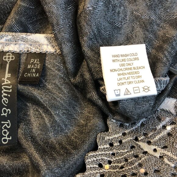 Allie & Rob Evening Bling Blouse Cardigan Boat Neck Lagenlook Silver Gray - Picture 10 of 10